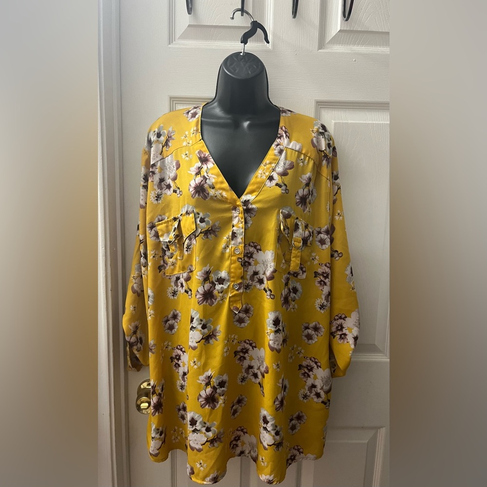 Vine and Valley yellow Floral Design blouse